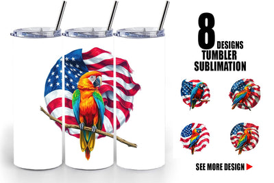 Tumbler Parrot 4th of July Sublimation artnoy 