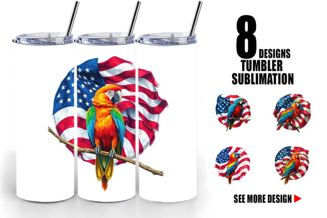 Tumbler Parrot 4th of July Sublimation artnoy 