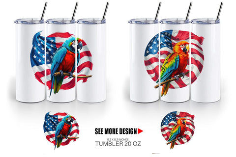 Tumbler Parrot 4th of July Sublimation artnoy 