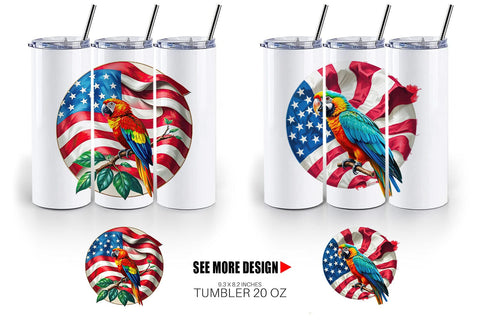 Tumbler Parrot 4th of July Sublimation artnoy 