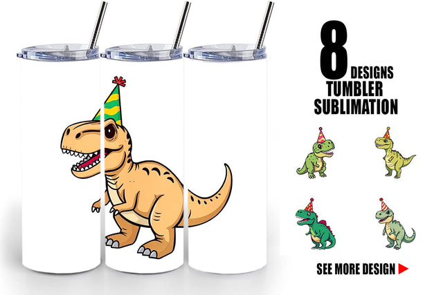 Tumbler Party Hat Dino Sublimation artnoy 