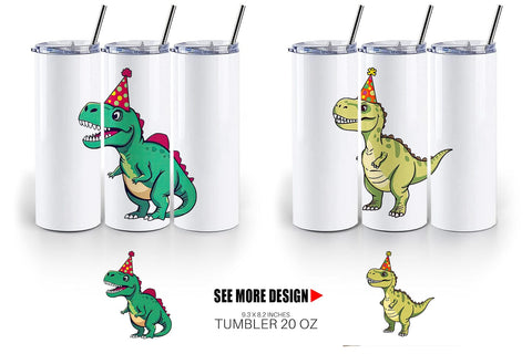 Tumbler Party Hat Dino Sublimation artnoy 