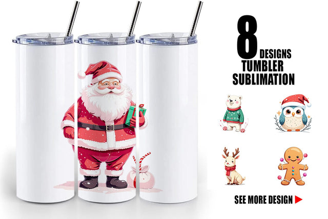 Tumbler Pastel Christmas Characters Sublimation artnoy 