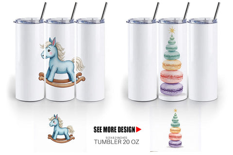 Tumbler Pastel Dreams Watercolor Christmas Sublimation artnoy 