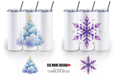 Tumbler Pastel Dreams Watercolor Christmas Sublimation artnoy 