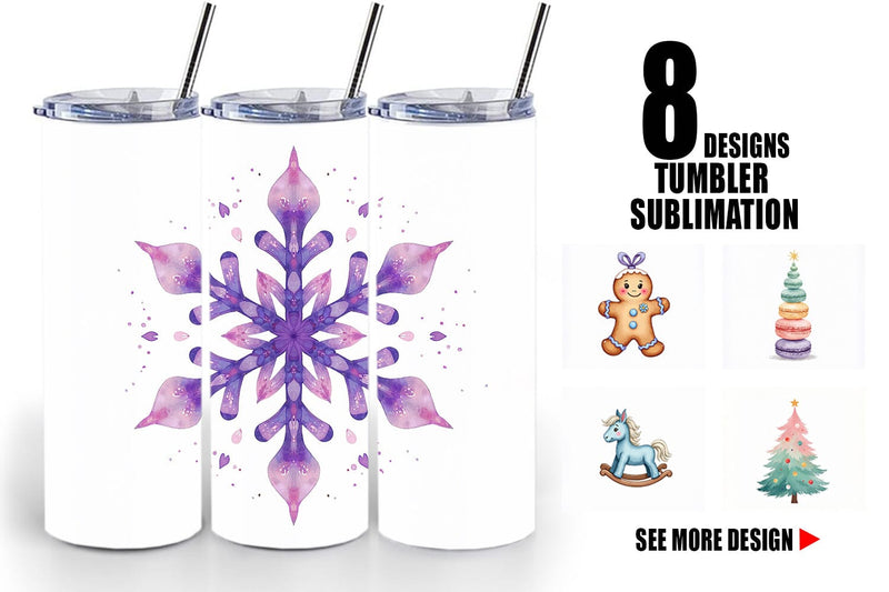 Tumbler Pastel Dreams Watercolor Christmas Sublimation artnoy 