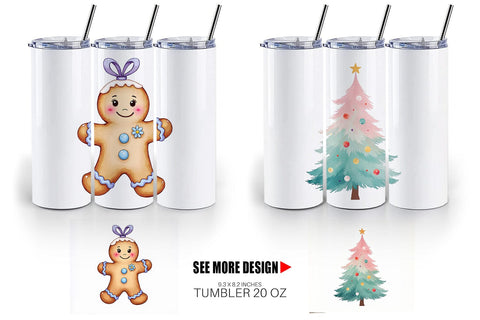 Tumbler Pastel Dreams Watercolor Christmas Sublimation artnoy 