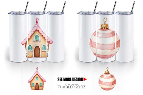Tumbler Pastel Dreams Watercolor Christmas Sublimation artnoy 