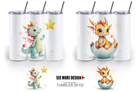 Tumbler Pastel Dreamy Dragons Sublimation artnoy 