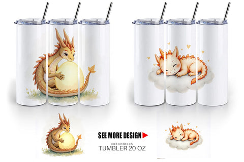 Tumbler Pastel Dreamy Dragons Sublimation artnoy 