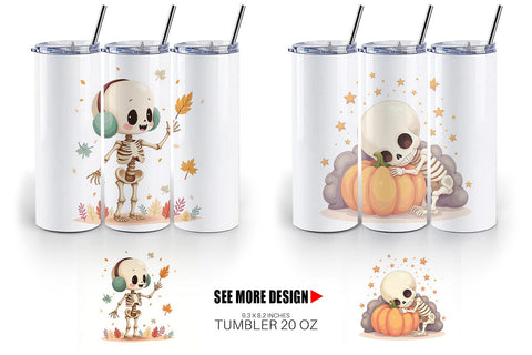 Tumbler Pastel Fall Skeletons Sublimation artnoy 