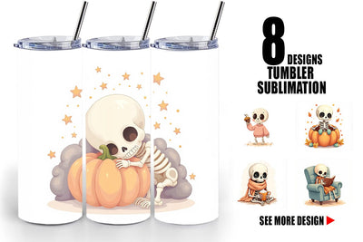 Tumbler Pastel Fall Skeletons Sublimation artnoy 