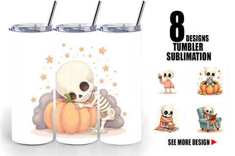 Tumbler Pastel Fall Skeletons Sublimation artnoy 