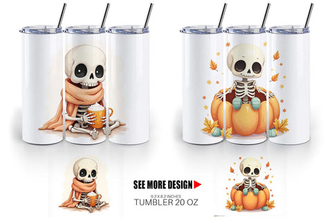 Tumbler Pastel Fall Skeletons Sublimation artnoy 