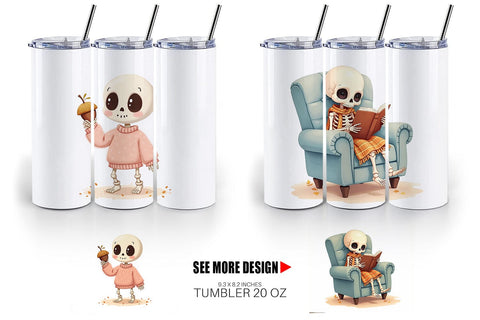 Tumbler Pastel Fall Skeletons Sublimation artnoy 
