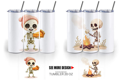Tumbler Pastel Fall Skeletons Sublimation artnoy 