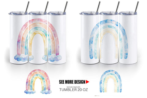 Tumbler Pastel Nursery Rainbow Sublimation artnoy 
