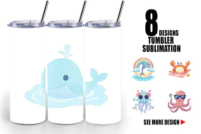 Tumbler Pastel Ocean Cuties Sublimation artnoy 