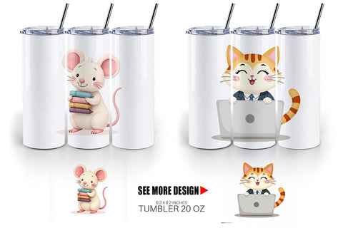 Tumbler Pastel School Critters Sublimation artnoy 