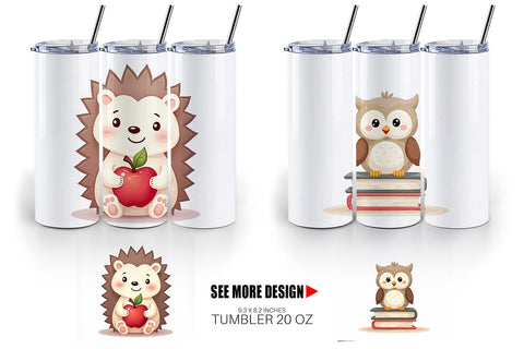 Tumbler Pastel School Critters Sublimation artnoy 