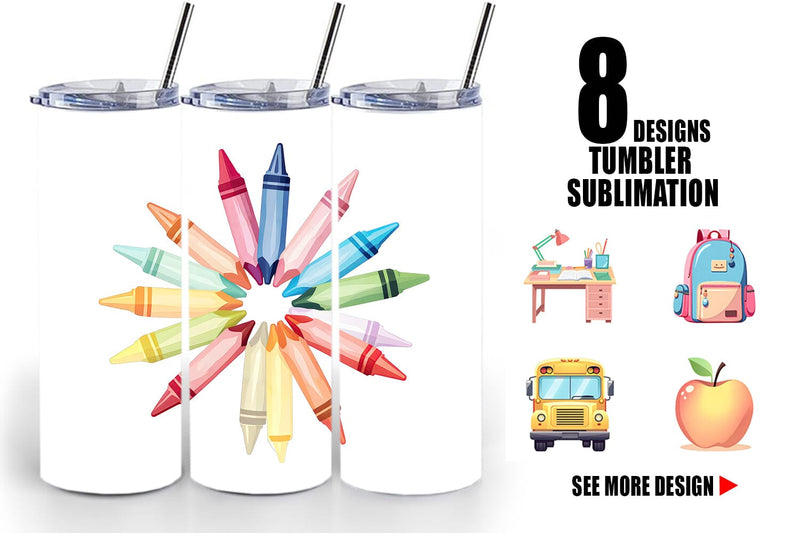 Tumbler Pastel School Essentials Sublimation artnoy 
