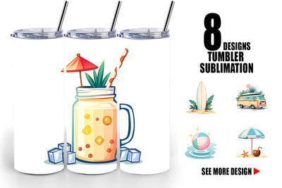 Tumbler Pastel Tropical Summer Sublimation artnoy 