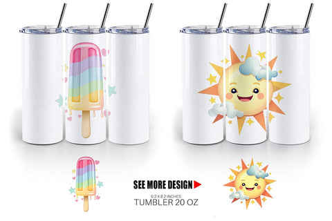 Tumbler Pastel Tropical Summer Sublimation artnoy 