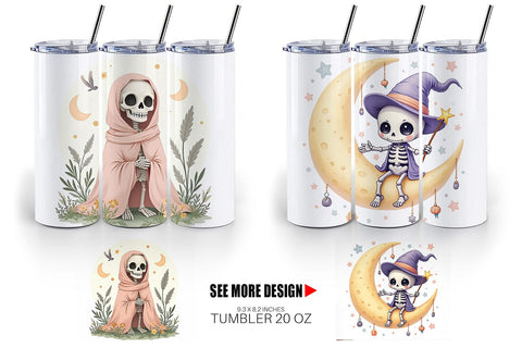 Tumbler Pastel Witch Skeleton Sublimation artnoy 
