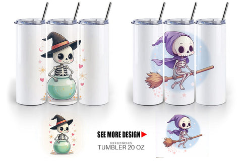 Tumbler Pastel Witch Skeleton Sublimation artnoy 
