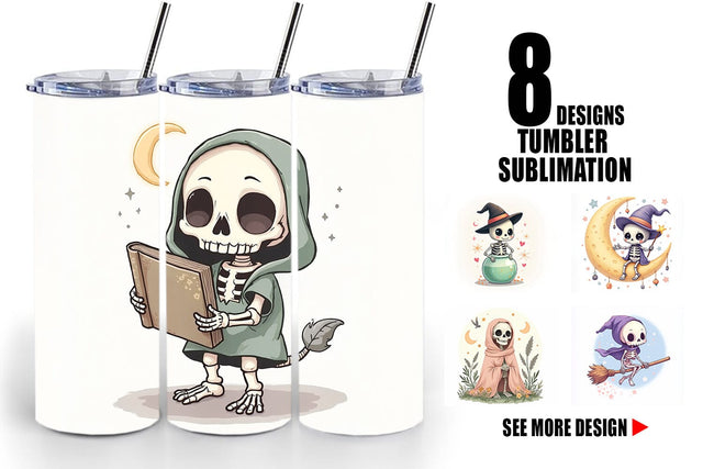 Tumbler Pastel Witch Skeleton Sublimation artnoy 