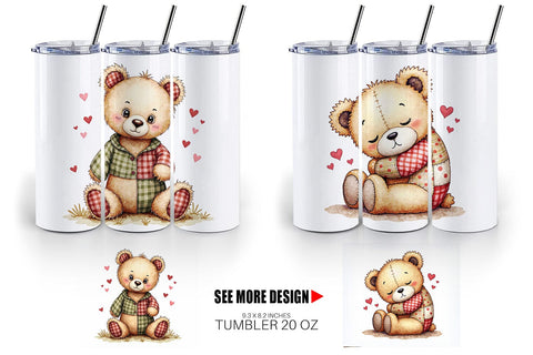 Tumbler Patchwork Bear Adventures Sublimation artnoy 