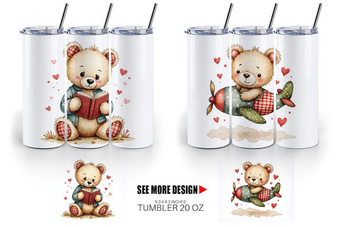 Tumbler Patchwork Bear Adventures Sublimation artnoy 