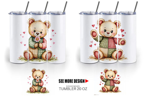 Tumbler Patchwork Bear Adventures Sublimation artnoy 