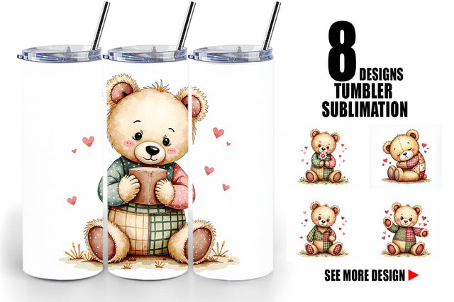 Tumbler Patchwork Bear Adventures Sublimation artnoy 