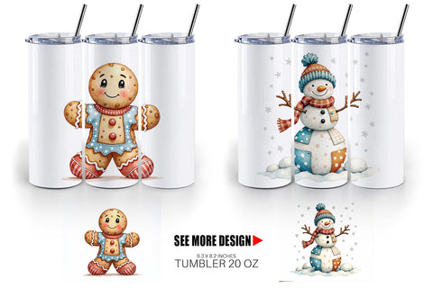 Tumbler Patchwork Christmas Cute Sublimation artnoy 