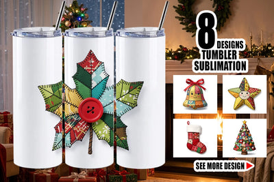 Tumbler Patchwork Christmas Folk Art Sublimation artnoy 
