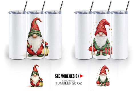 Tumbler Patchwork Christmas Gnome Sublimation artnoy 