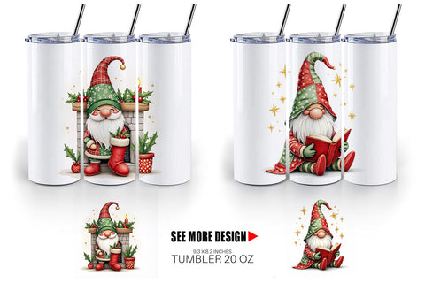 Tumbler Patchwork Christmas Gnome Sublimation artnoy 