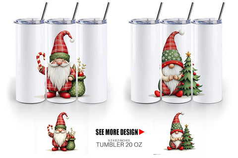 Tumbler Patchwork Christmas Gnome Sublimation artnoy 