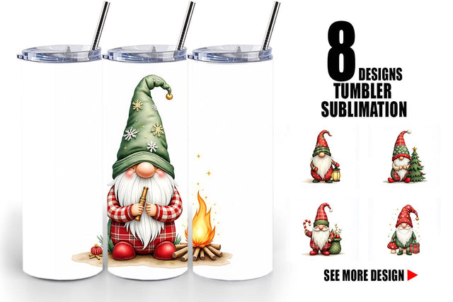 Tumbler Patchwork Christmas Gnome Sublimation artnoy 