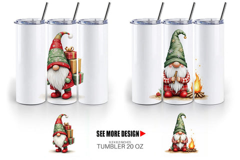 Tumbler Patchwork Christmas Gnome Sublimation artnoy 