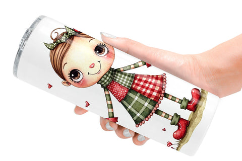 Tumbler Patchwork Christmas Watercolor Sublimation artnoy 