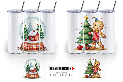 Tumbler Patchwork Christmas Watercolor Sublimation artnoy 