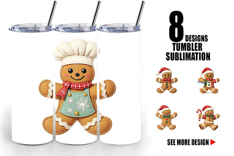 Tumbler Patchwork Gingerbread Sublimation artnoy 