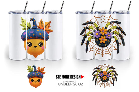 Tumbler Patchwork Halloween Botanicals Sublimation artnoy 