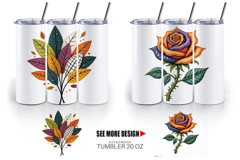 Tumbler Patchwork Halloween Botanicals Sublimation artnoy 