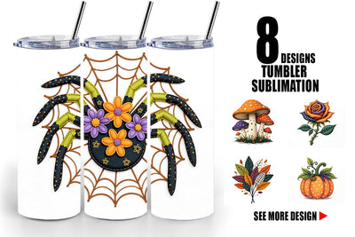Tumbler Patchwork Halloween Botanicals Sublimation artnoy 
