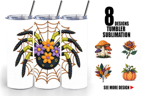 Tumbler Patchwork Halloween Botanicals Sublimation artnoy 