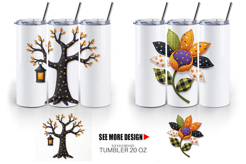 Tumbler Patchwork Halloween Botanicals Sublimation artnoy 