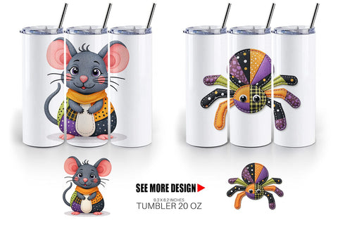 Tumbler Patchwork Halloween Critters Sublimation artnoy 